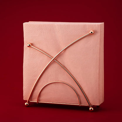 Stainless steel napkin holder, weighted napkin dispenser, countertop napkin organizer, paper napkins holder, kitchen essentials, no-flip napkin stand, Rose Gold