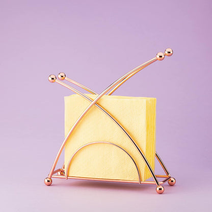 Stainless steel napkin holder, weighted napkin dispenser, countertop napkin organizer, paper napkins holder, kitchen essentials, no-flip napkin stand, Rose Gold