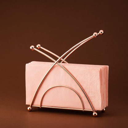 Stainless steel napkin holder, weighted napkin dispenser, countertop napkin organizer, paper napkins holder, kitchen essentials, no-flip napkin stand, Rose Gold