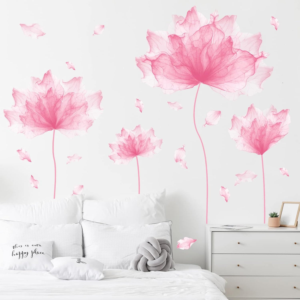 39.3'' x 32.6''Flower Petal Wall Decal Floral Wall Sticker (Pink)