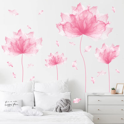 39.3'' x 32.6''Flower Petal Wall Decal Floral Wall Sticker (Pink)