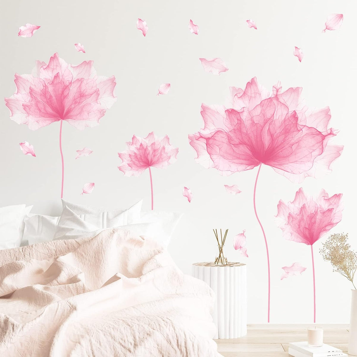 39.3'' x 32.6''Flower Petal Wall Decal Floral Wall Sticker (Pink)