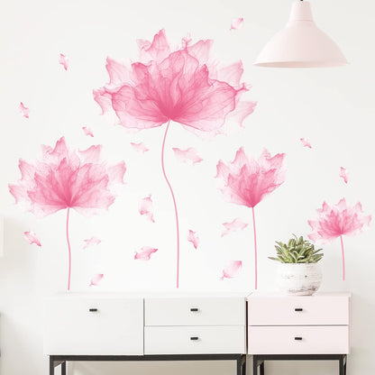 39.3'' x 32.6''Flower Petal Wall Decal Floral Wall Sticker (Pink)