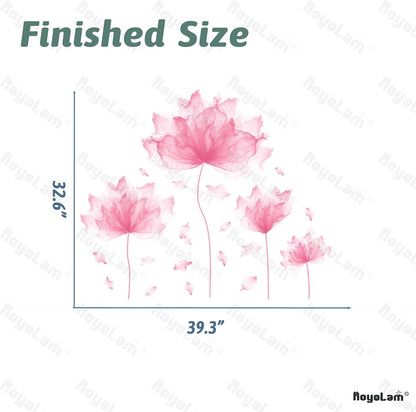 39.3'' x 32.6''Flower Petal Wall Decal Floral Wall Sticker (Pink)