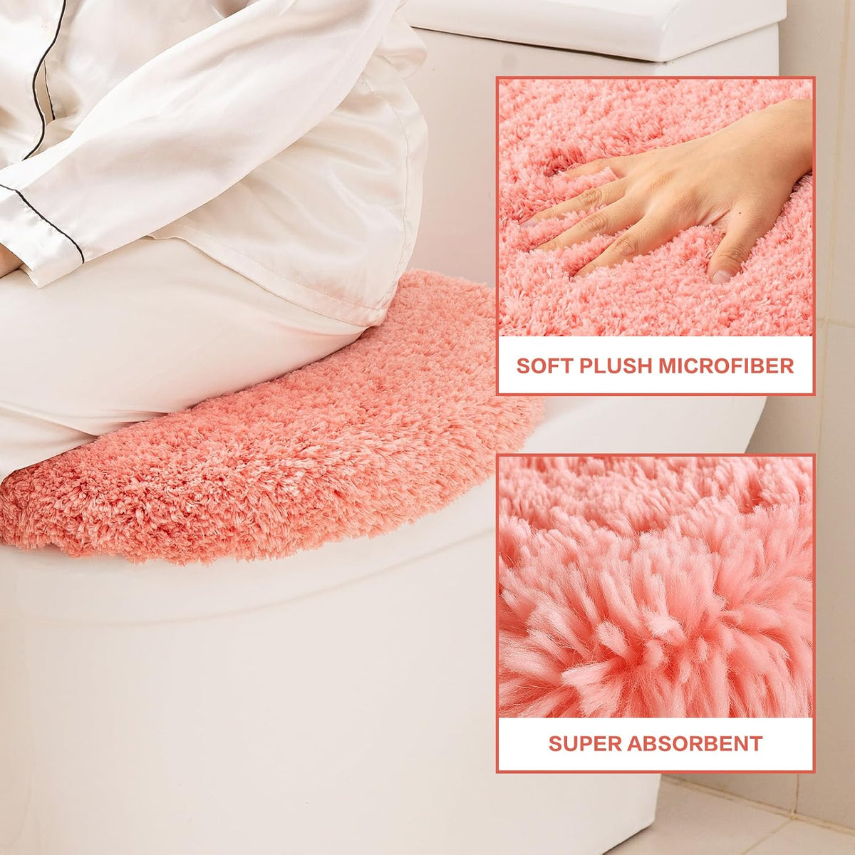 Microfiber Toilet Lid Cover, 17.5"x15" Fits Round Oblong and Elongated