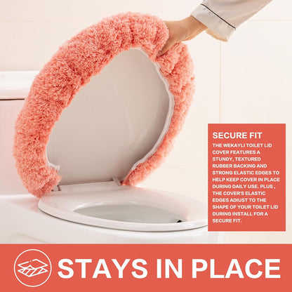 Microfiber Toilet Lid Cover, 17.5"x15" Fits Round Oblong and Elongated