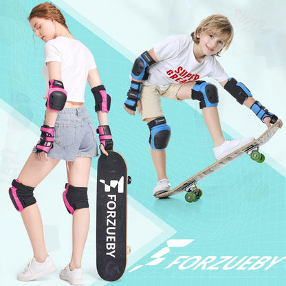 Adult&Kids Knee Pads Elbow Pads Wrist Guards 6 in 1 Protective Gear Set