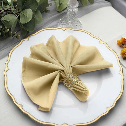 25 pcs 17-Inch Champagne Polyester Table Napkins Reusable Washable Wedding Party Dinner Linens Tableware Supplies