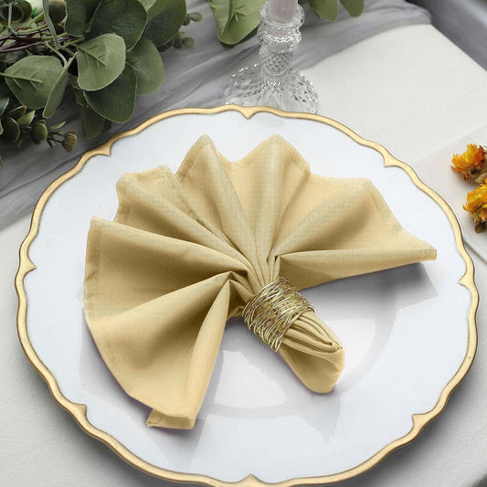 25 pcs 17-Inch Champagne Polyester Table Napkins Reusable Washable Wedding Party Dinner Linens Tableware Supplies