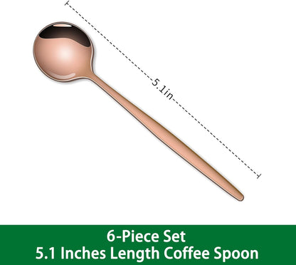 5.1Inch Stainless Steel Coffee & Tea Spoons Set,Rose Gold Teaspoon,Small Spoons For Dessert or Tea,Espresso Spoon For Cafe