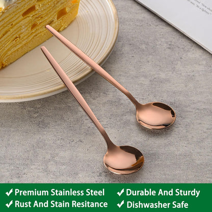 5.1Inch Stainless Steel Coffee & Tea Spoons Set,Rose Gold Teaspoon,Small Spoons For Dessert or Tea,Espresso Spoon For Cafe