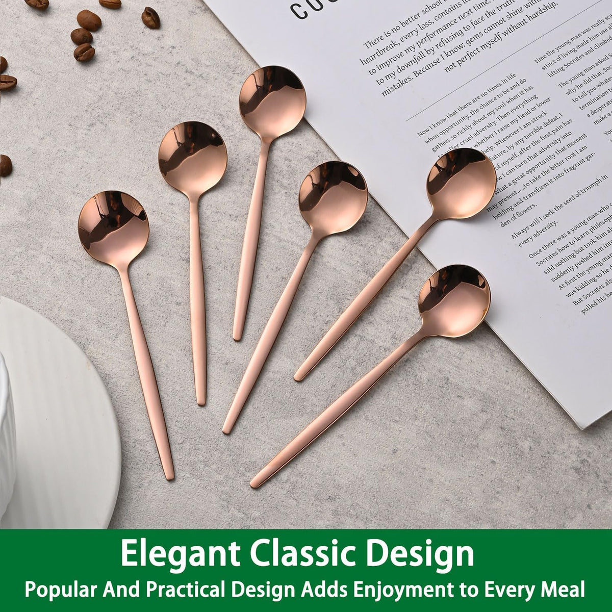 5.1Inch Stainless Steel Coffee & Tea Spoons Set,Rose Gold Teaspoon,Small Spoons For Dessert or Tea,Espresso Spoon For Cafe