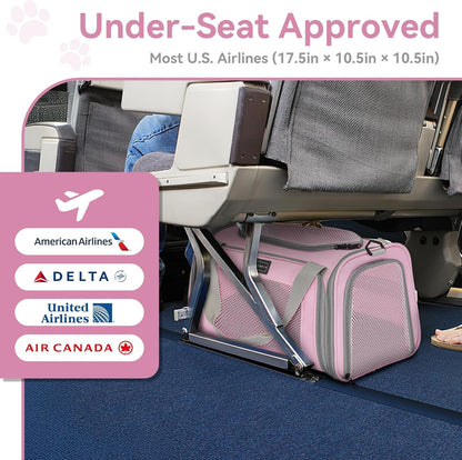 Cat Carrier Airline Approved, 17.5×10.5×10.5 in, Pink