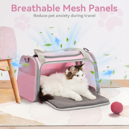 Cat Carrier Airline Approved, 17.5×10.5×10.5 in, Pink