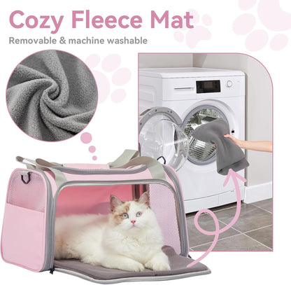 Cat Carrier Airline Approved, 17.5×10.5×10.5 in, Pink