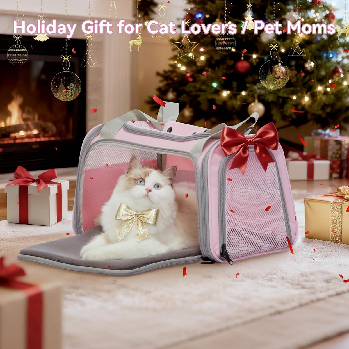 Cat Carrier Airline Approved, 17.5×10.5×10.5 in, Pink