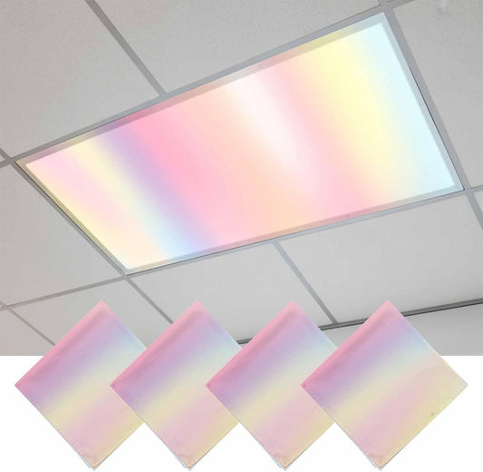 4 Pack Colorful Gradient Fluorescent Light Covers Pink Yellow Abstract 4 x 2 Feet Light Covers for Ceiling Lights Classroom, Magnetic Light Filters for Office, Hospitals, Home