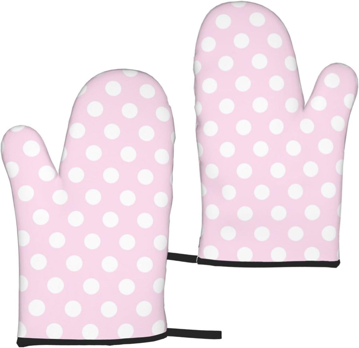 Light Pink Polka Dot Print A Oven Mitts for Women, Cute Kitchen aid Oven Mitts Heat Resistant with Cotton Lining