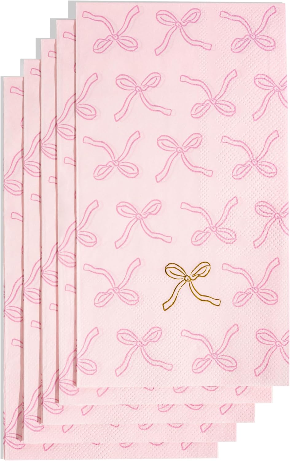 Pink Bow Guest Napkins, Baby Shower Napkins for Girl, Set of 40, Premium Disposable Paper Guest Towels for Baby Shower or Birthday Party