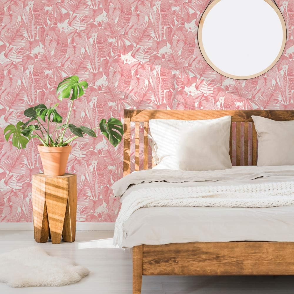 Tempaper Pink Lemonade Tropical Removable Peel and Stick Wallpaper, 20.5 in X 16.5 ft, Made in the USA
