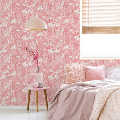 Tempaper Pink Lemonade Tropical Removable Peel and Stick Wallpaper, 20.5 in X 16.5 ft, Made in the USA