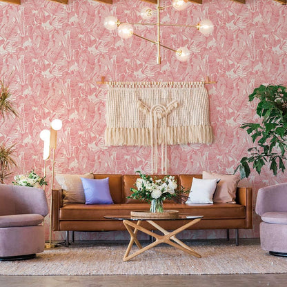 Tempaper Pink Lemonade Tropical Removable Peel and Stick Wallpaper, 20.5 in X 16.5 ft, Made in the USA