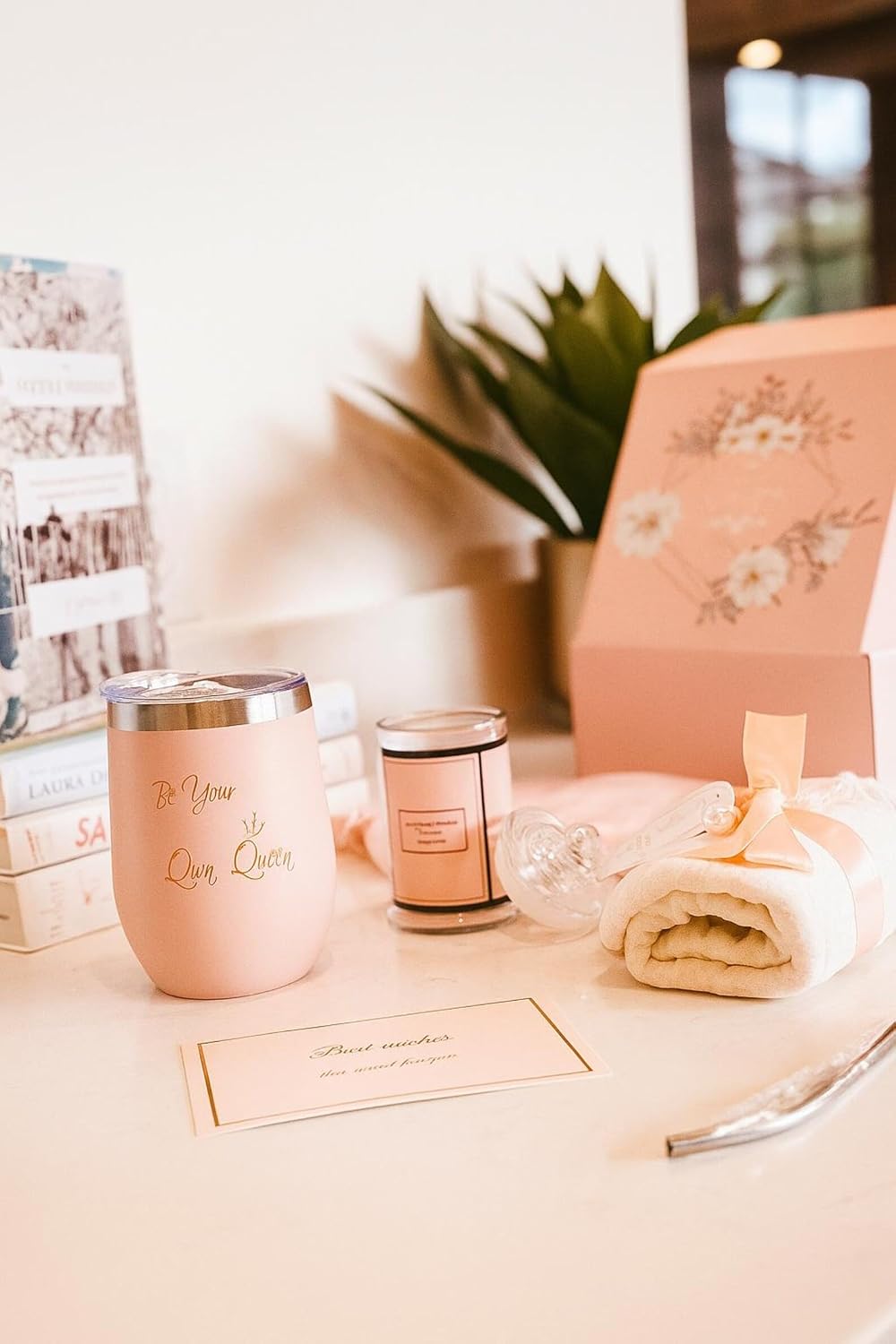 Luxury Gift Box for Women | Be Your Own Boss Motivational Self-Care Gift Set for Her | Pink Birthday & Thank You Gifts with Mug, Candle, Sleep Mask