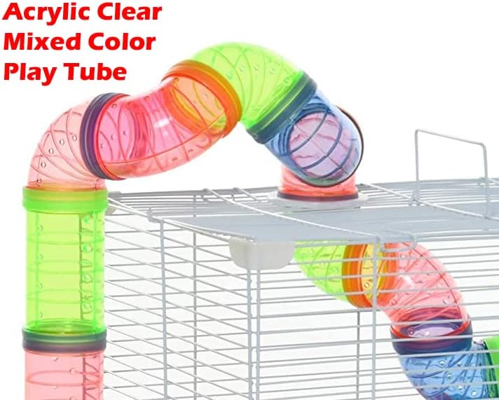 Extra Large 23" Multi-Tiers Easy Setup Hamster Palace Gerbil Habitat Mouse House Mice Home Critters Cage Complete Set of Accessories Expandable Customizable Hide House Food Bowl Running Wheel