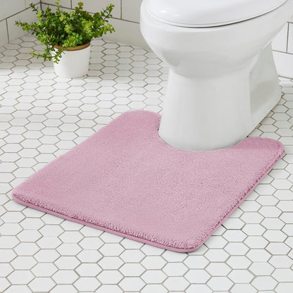Toilet Rugs 24x20 - U Shaped Pink Thick Memory Foam Contour Rugs,Ultra Soft & Plush Fluffy, Non-Slip, Quick Dry, Absorbent Washable Floor Microfiber Mat for Home Decor Accessories