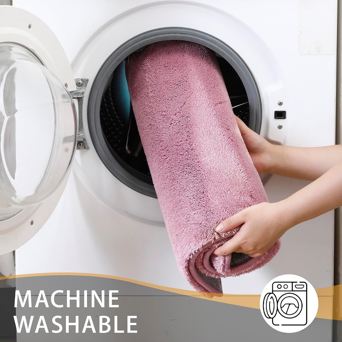 Toilet Rugs 24x20 - U Shaped Pink Thick Memory Foam Contour Rugs,Ultra Soft & Plush Fluffy, Non-Slip, Quick Dry, Absorbent Washable Floor Microfiber Mat for Home Decor Accessories