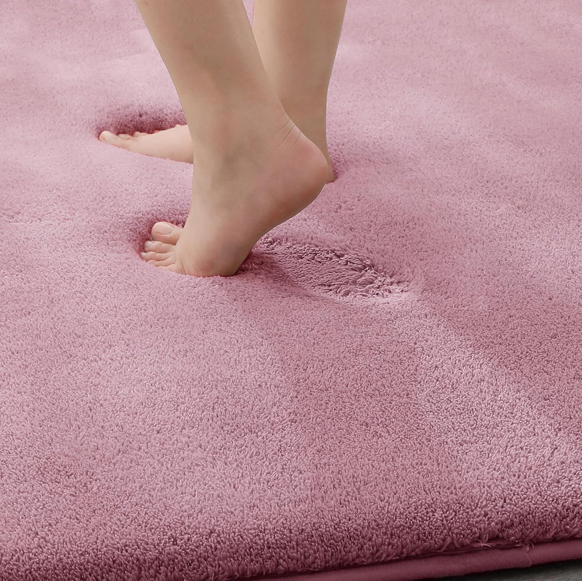 Toilet Rugs 24x20 - U Shaped Pink Thick Memory Foam Contour Rugs,Ultra Soft & Plush Fluffy, Non-Slip, Quick Dry, Absorbent Washable Floor Microfiber Mat for Home Decor Accessories