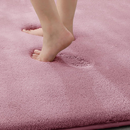 Toilet Rugs 24x20 - U Shaped Pink Thick Memory Foam Contour Rugs,Ultra Soft & Plush Fluffy, Non-Slip, Quick Dry, Absorbent Washable Floor Microfiber Mat for Home Decor Accessories