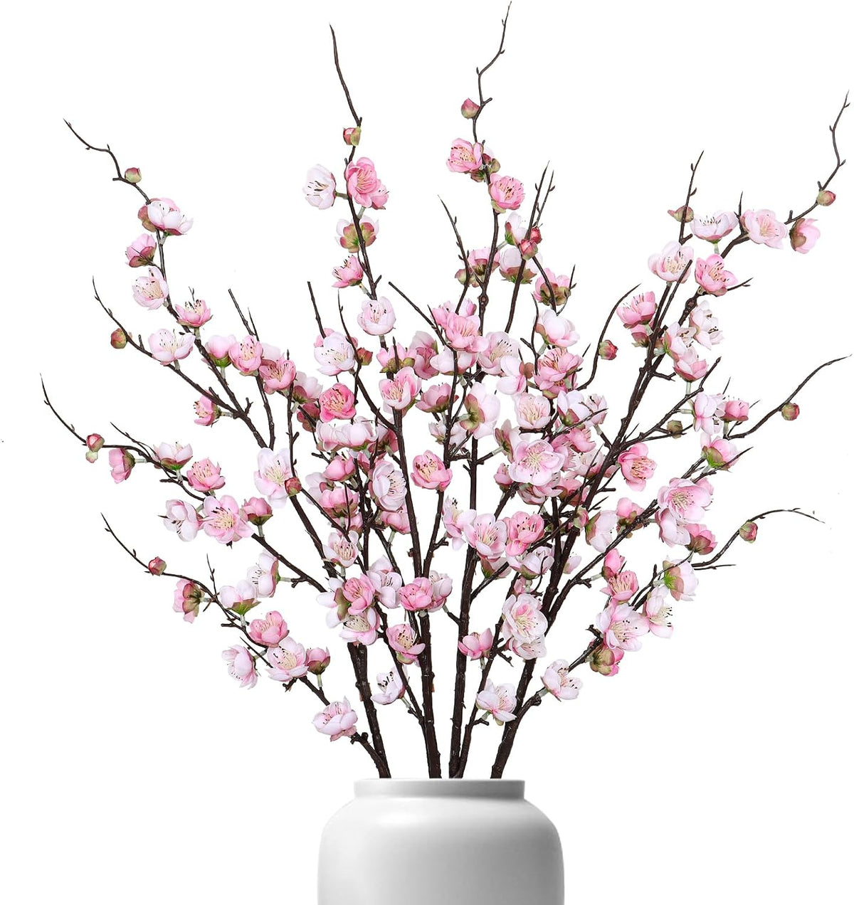4 Pcs Artificial Cherry Blossom Branches 38" Faux Plum Blossom