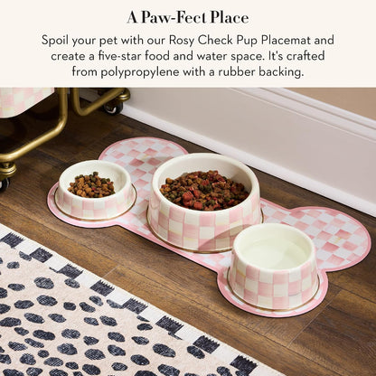 Pup Placemat, Pink-and-White Rosy Check