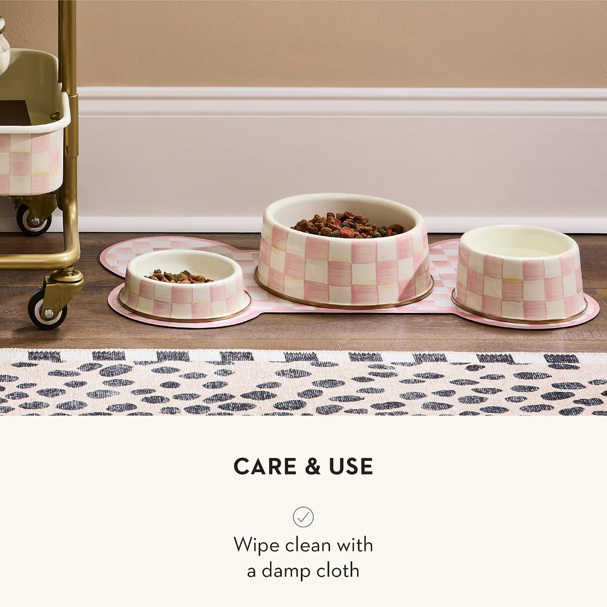 Pup Placemat, Pink-and-White Rosy Check