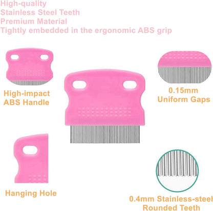 5 Pack Flea Lice Comb,Stainless Steel Dog Cat Grooming Combs with Rounded Teeth,Double Sided Professional Pet Tear Stain Remover,Dematting Tool for Small, Ideal for all pet
