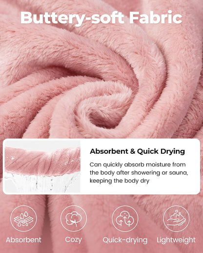 Towel Robe for Women with Straps - Lightweight Absorbent Cozy Bath Wraps for Women After Shower (Including Plus Size)