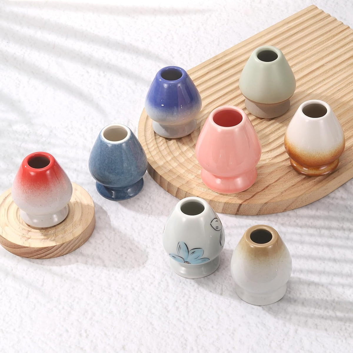 Ceramic Chasen Stand 70mm Matcha Whisk Holder Teas Set Whisks Stand Traditional Matcha Tea Chasen Holder Tea Set Accessories for Tea Tasting, Light Pink