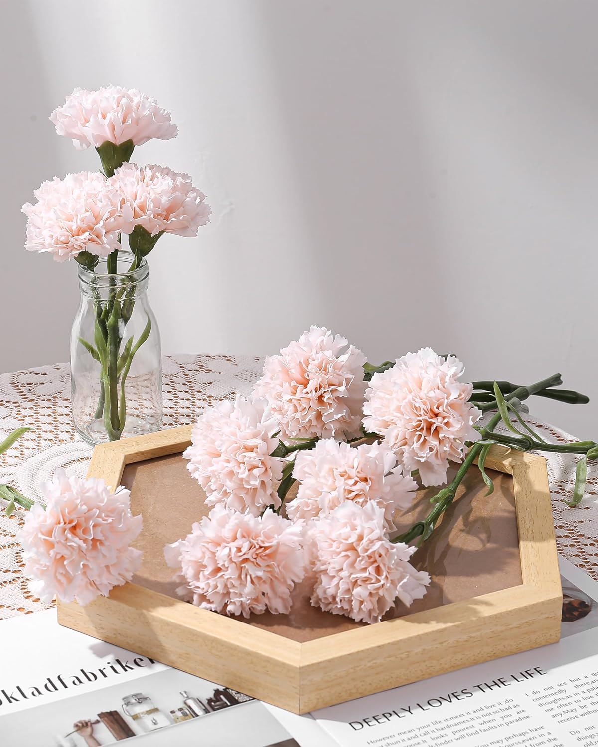 6pcs Carnations Artificial Flowers Latex Carnation Flowers
