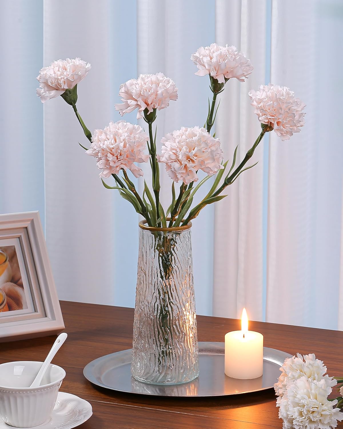 6pcs Carnations Artificial Flowers Latex Carnation Flowers