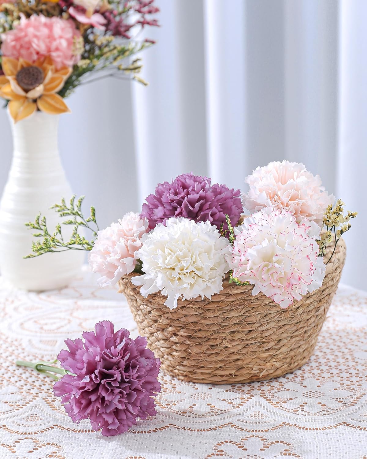 6pcs Carnations Artificial Flowers Latex Carnation Flowers
