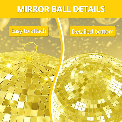 Mirror Disco Ball, 12"/16"/20" Disco Ball with Hanging Ring, for DJ Club Party Wedding Home Decor Pink 12Inch