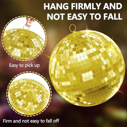 Mirror Disco Ball, 12"/16"/20" Disco Ball with Hanging Ring, for DJ Club Party Wedding Home Decor Pink 12Inch