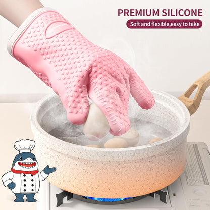Silicone Oven Mitts with Fingers Heat Resistant 450°F in Kitchen
