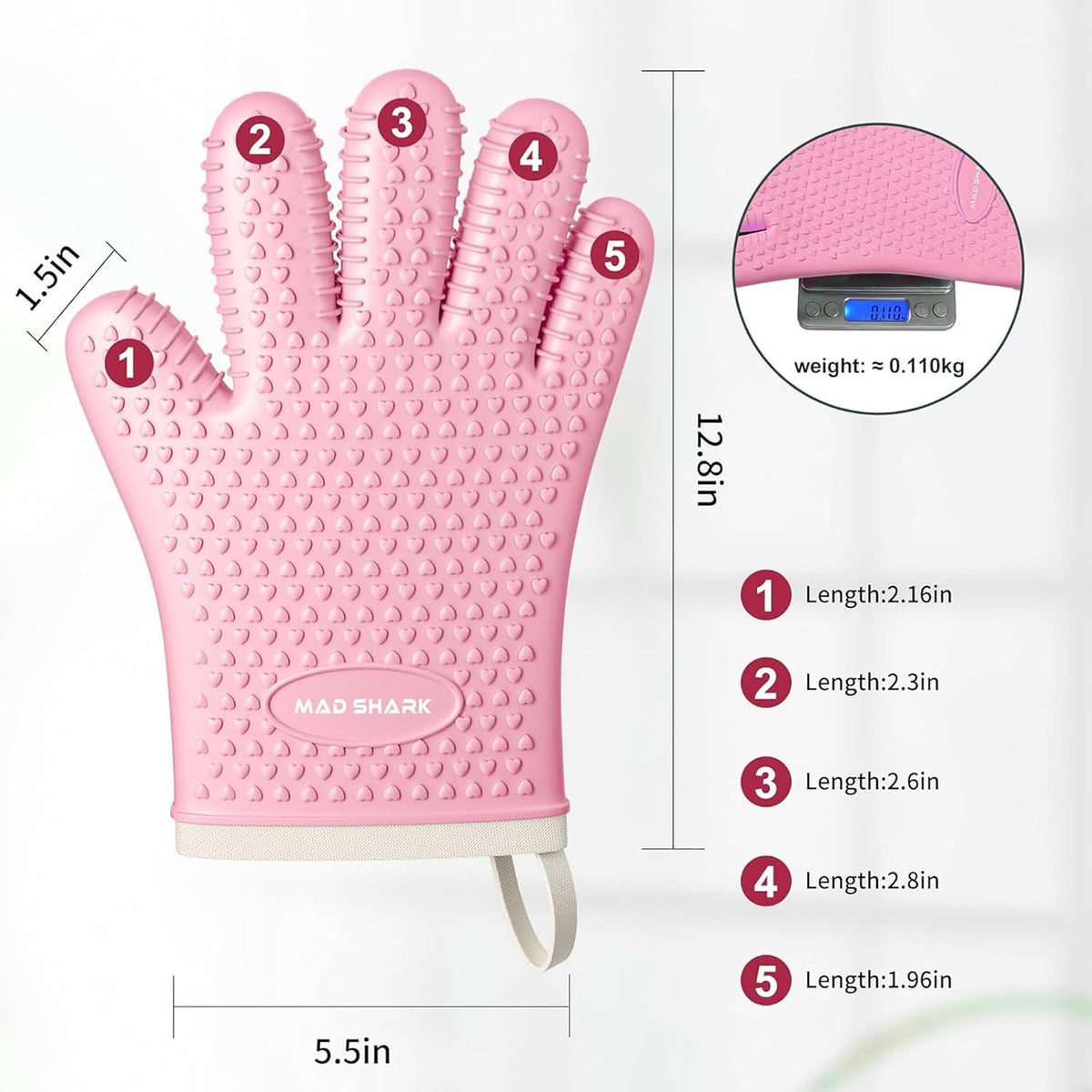 Silicone Oven Mitts with Fingers Heat Resistant 450°F in Kitchen
