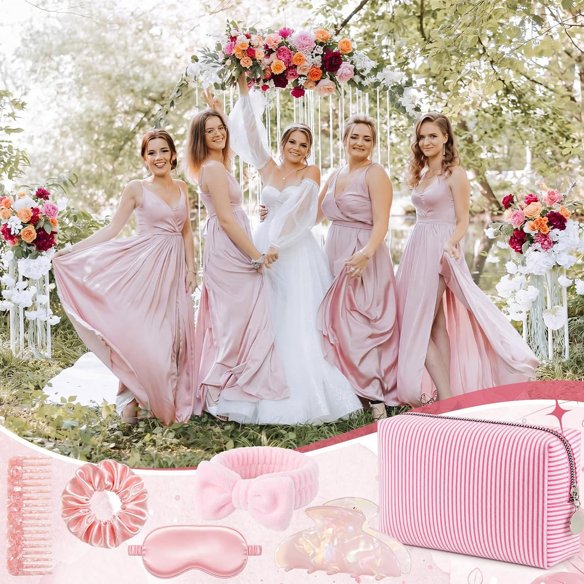 6 Set Pink Bridesmaid Proposal Gifts for Bachelorette Party Favors