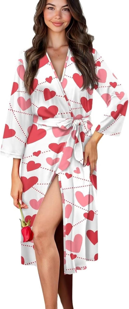 Womens Robes Knee Length Attach Belt Womens Night Shirts for Sleeping V Neck Spa Shower Robe Plus Size Bathrobe