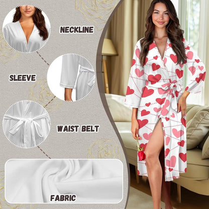 Womens Robes Knee Length Attach Belt Womens Night Shirts for Sleeping V Neck Spa Shower Robe Plus Size Bathrobe