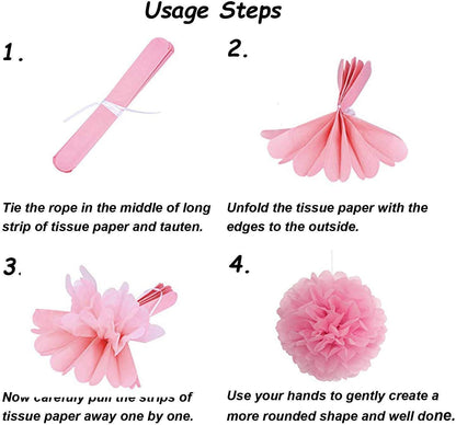 It's A Girl Baby Shower Decorations - Pink & Gold Banner, Lanterns, Pompoms, Flowers, Honeycomb Balls, Balloons, Foil Tassels