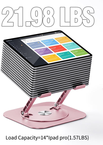 Adjustable Laptop Stand with 360 Rotating Base, Computer Stand for Laptop Ergonimic Foldable Laptop Riser for Desk Compatible with MacBook Pro/Air Notebook up to 16 Inches,Pink